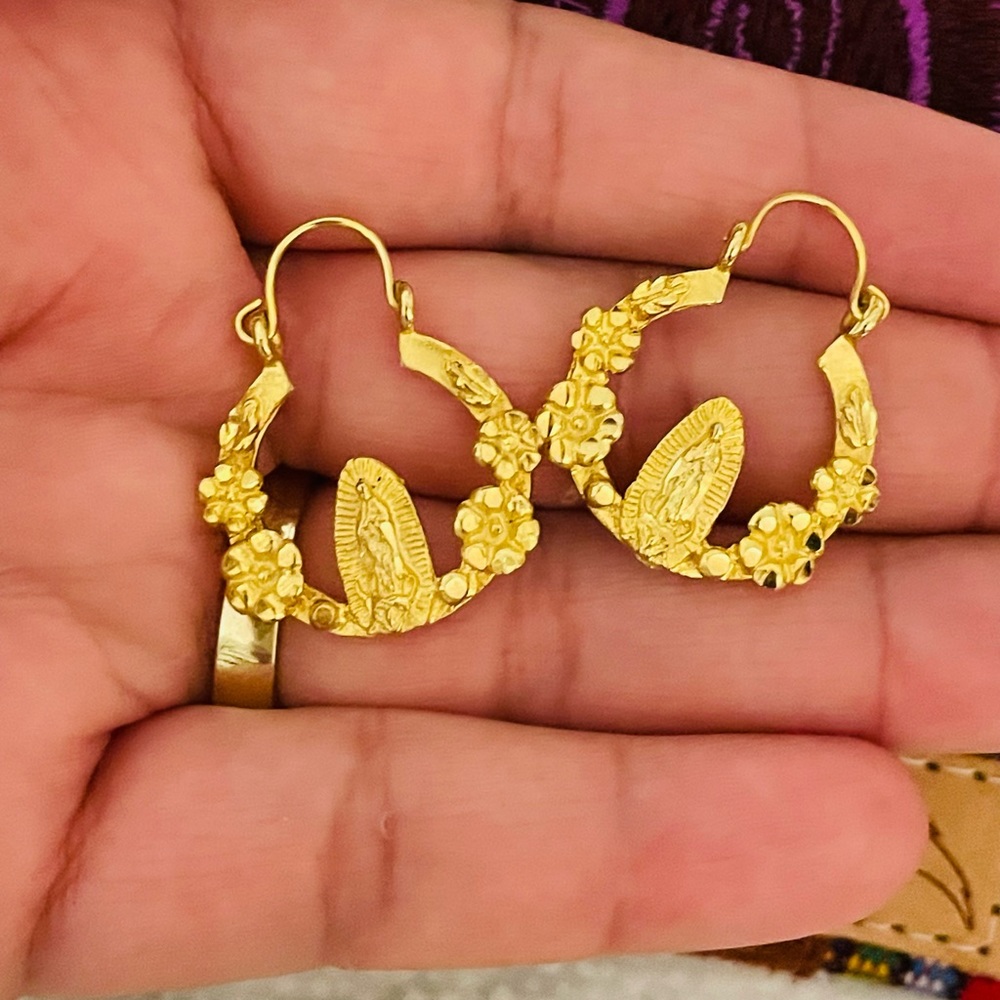 Our lady of Guadalupe earrings! Gold plated, bought in Mexico City the Basilica